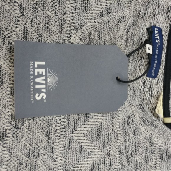 $128 Levis Made & Crafted Men's Grey Geo Crewneck Sweatshirt Size M Knit - Picture 5 of 9
